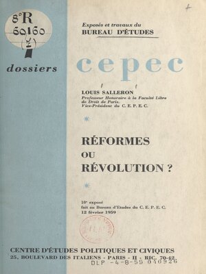 cover image of Réformes ou révolution ?